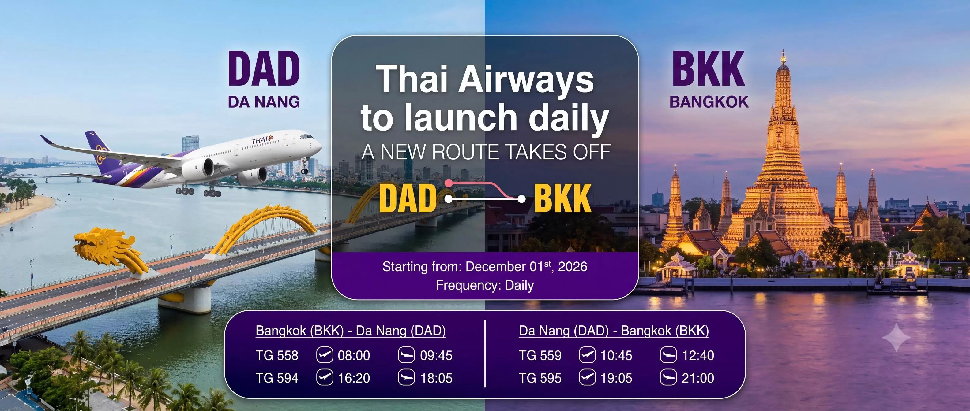 Thai Airways fliegt ab Dezember 2026 wieder Bangkok–Da Nang
